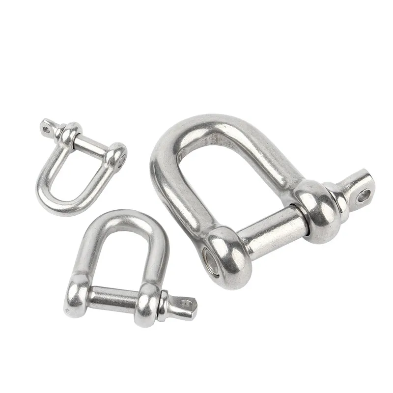 1/2PCS M4/5/6/8/10/12/14 304 Stainless Steel D-type Shackle Bow U-type High-Strength Lifting Ring Buckle Connection Fixed Chain