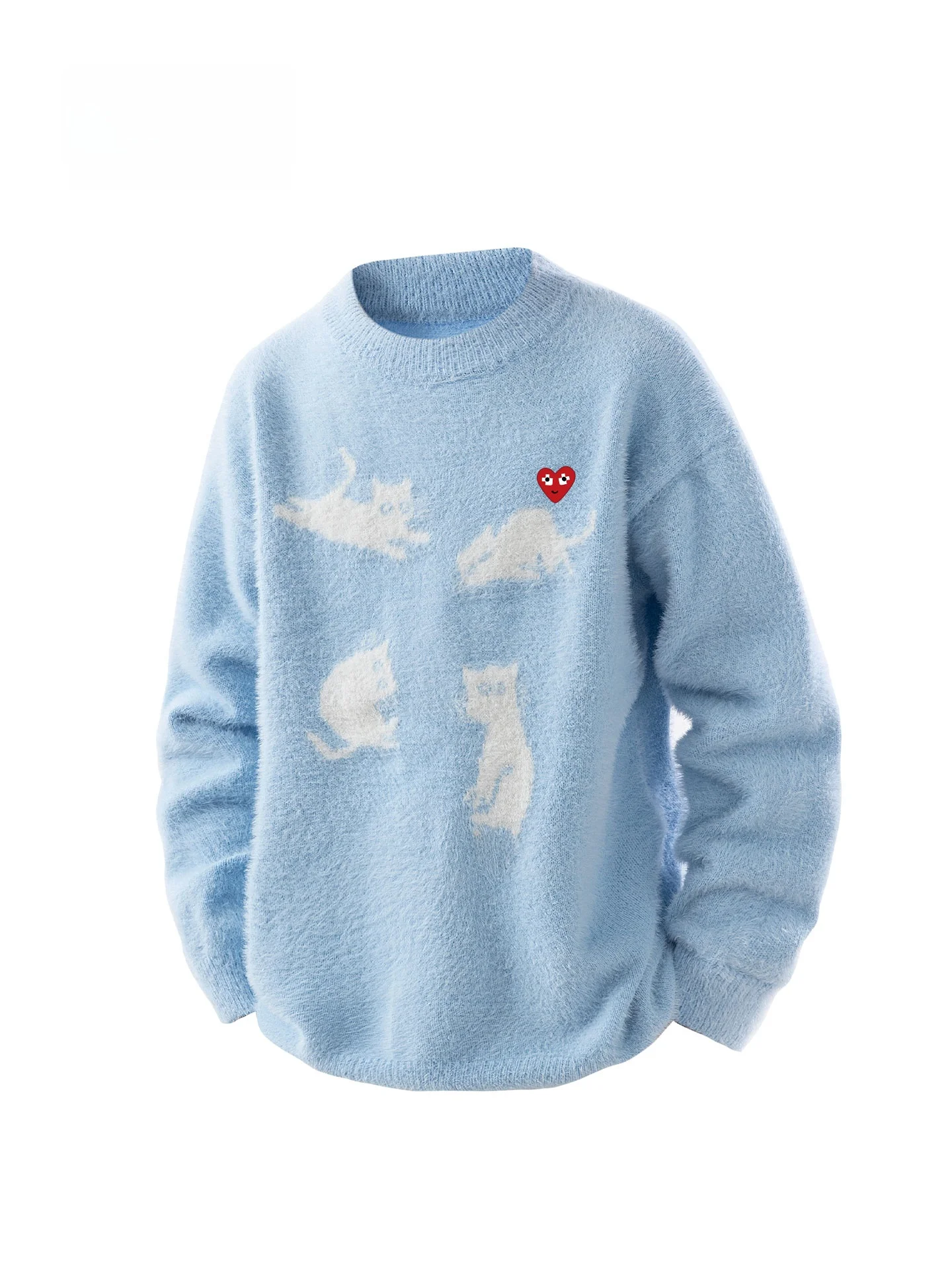 

Вязаный свитер Play Hei с принтом в винтажном стиле, теплый зимний модный повседневный топ с круглым вырезом и длинными рукавами