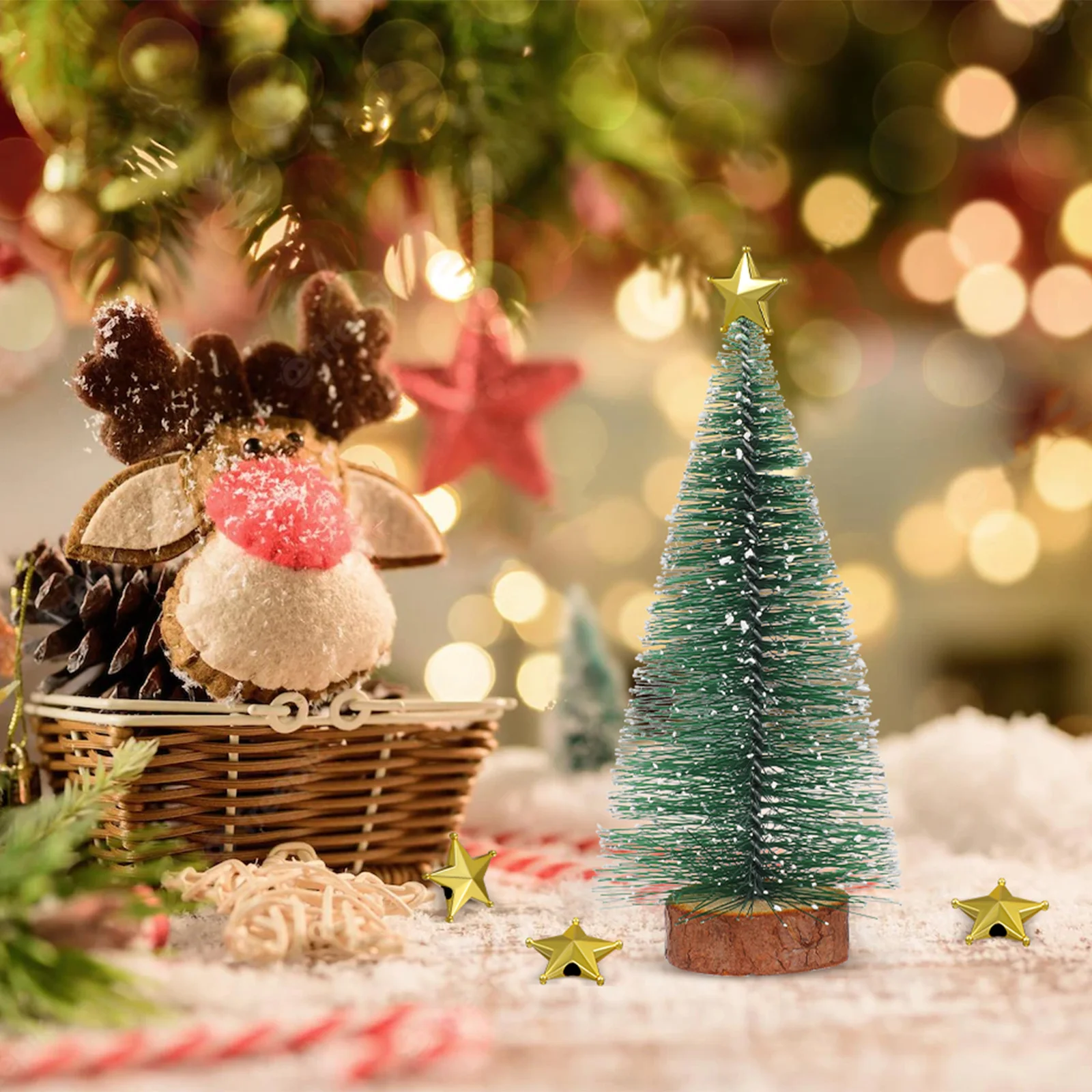 

50Pcs Christmas Tree Topper Golden Star Mini Xmas Tree Decoration Holiday Festival Treetop Ornament Treetop Decor