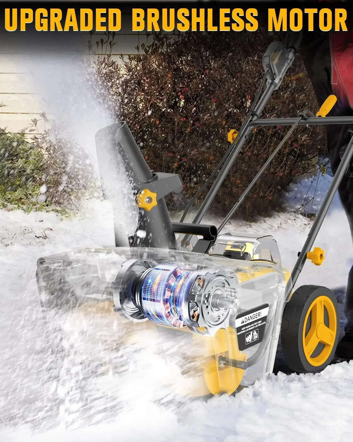 Akku-Schneefräse, kompatibel mit 20 V Max. Akku, 2 x 20 V Schneefräse mit 20 Zoll elektrischer Schneefräse