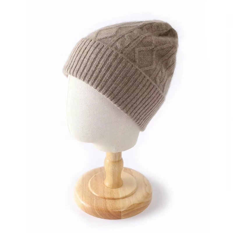 

100% pure cashmere women's hat, soft and warm wool hat, diamond style, luxurious, knitted, hat,2024