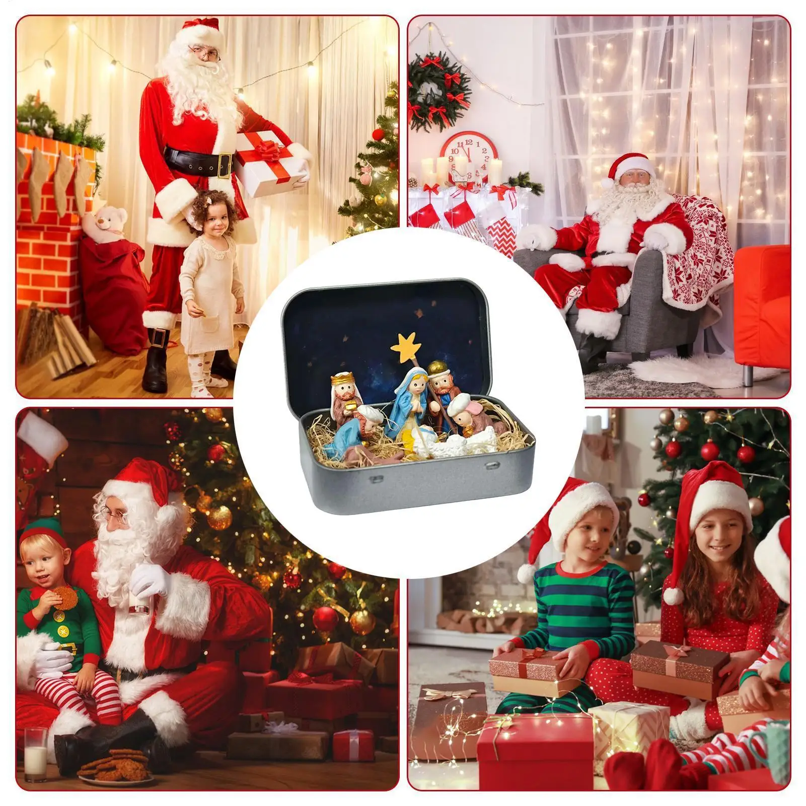 Holiday Exchange Gifts Handcrafted Miniature Christmas Nativity Set Tin Box Holy Family Ornament Pocket Nativity Scene Gift view 5