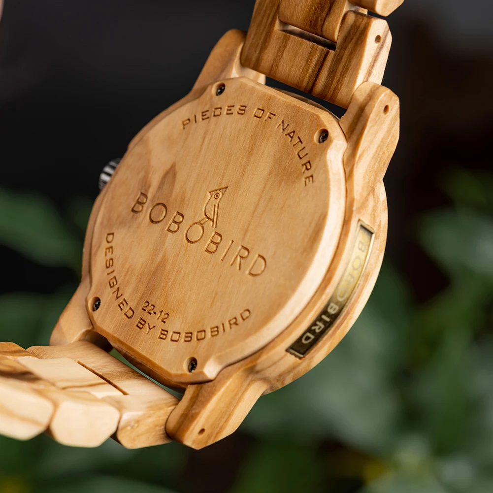 BOBOBIRD Wood Watch 2023 New Men\'s Quartz Wristwatch Fashion Casual Simplicity Olive Wood Watches Engraved Custom Great Gift