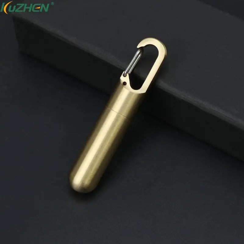 Portable Mini Brass Sealed Capsule Waterproof Pill Box Camping Firstaid Pendant Travel Outdoor Portable Pill Case