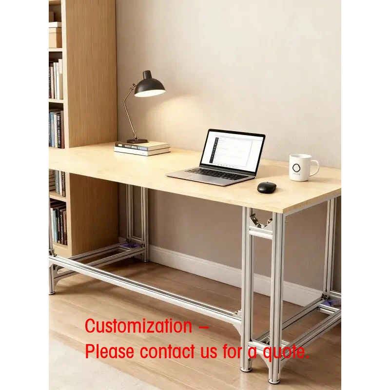 custom.Office Computer Desk Minimalist Modern Studio Table Solid Wood Aluminum Profile Customizable Multi-Size Bedroom Home Offi