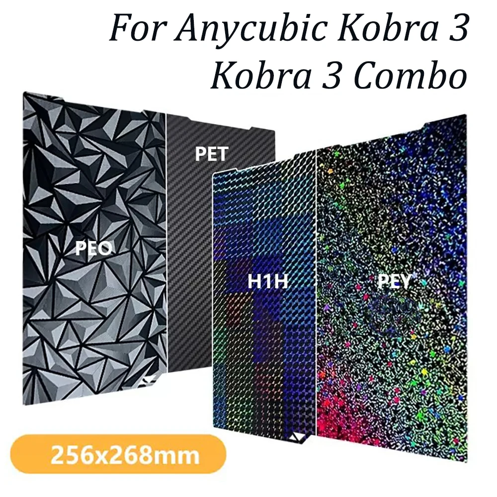 Kobra 3 Build Plate Kobra 3 Pei Textured PEO 256x268 For Anycubic Kobra 3 Combo Build Plate Spare Parts Double Sided Heat Bed