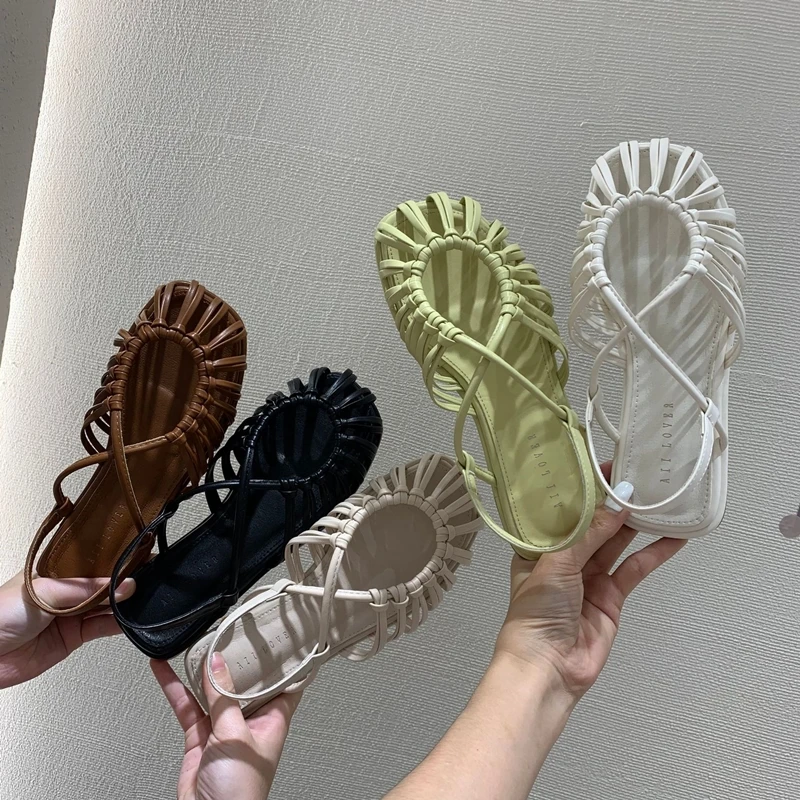 

AIYUQI 2025 New Women's Sandals Flat Braided Roman sandals Women Large Size Fashionable Beach Summer female Shoes