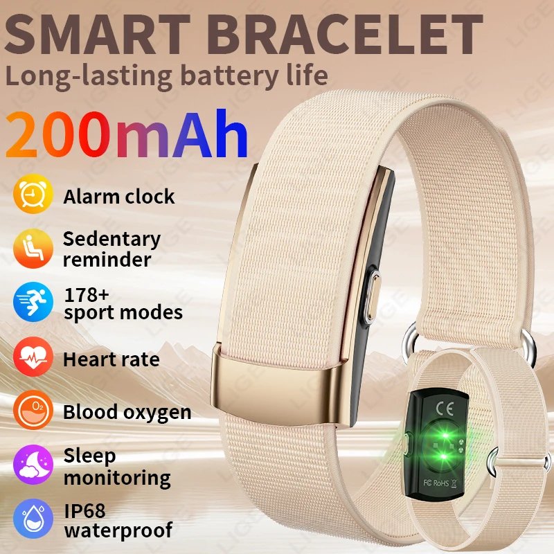 

LIGE 2026 New NO Screen Smart Bracelet Built-in 24H Emotion Heart Rate Blood Oxygen Sports Fitness Waterproof Women Smartwatch