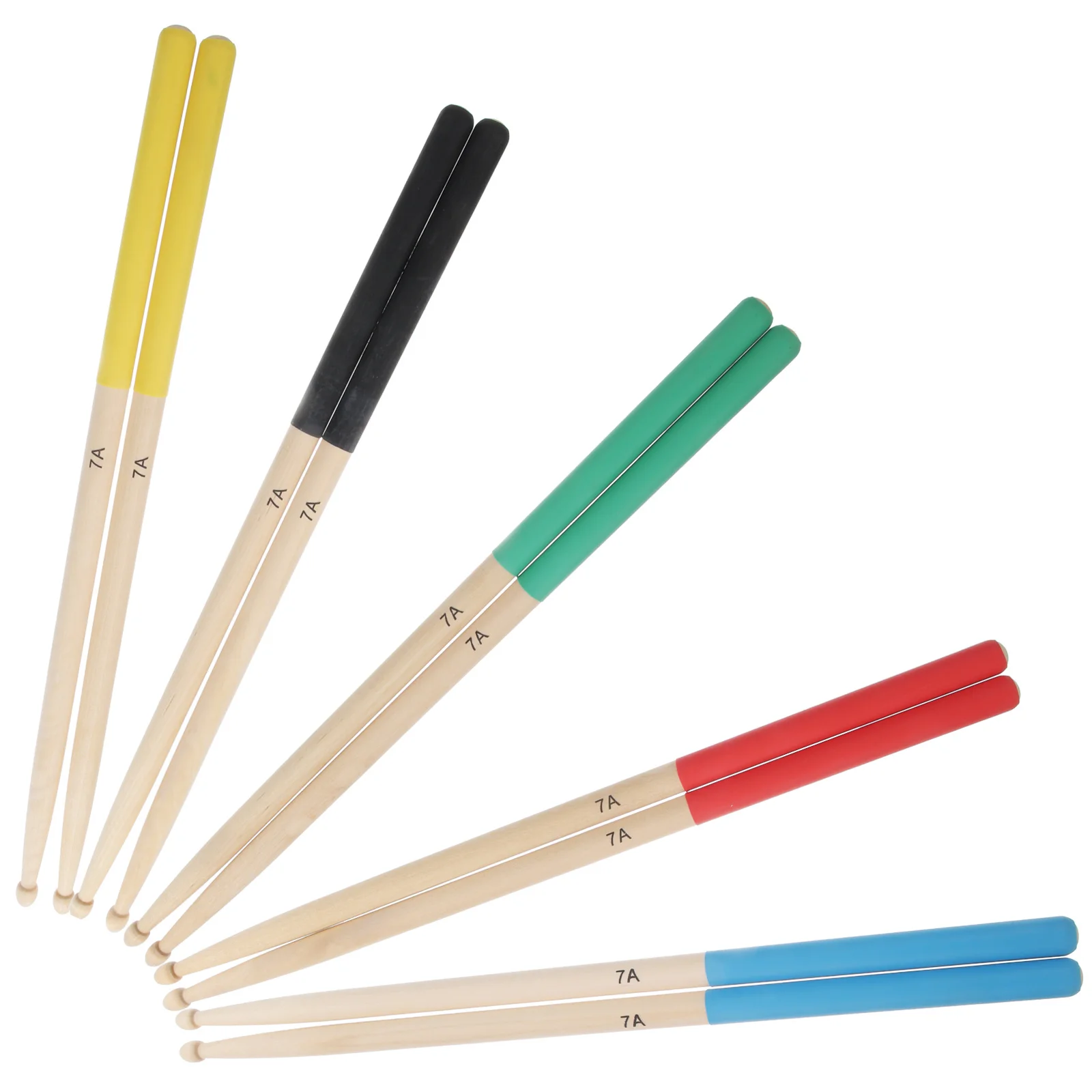 5 أزواج من أعواد الطبل الخشبية 7a خشب القيقب متين متوسط الطول متعدد الألوان مناسب للأطفال ملحقات الطبل مطارق الطبل