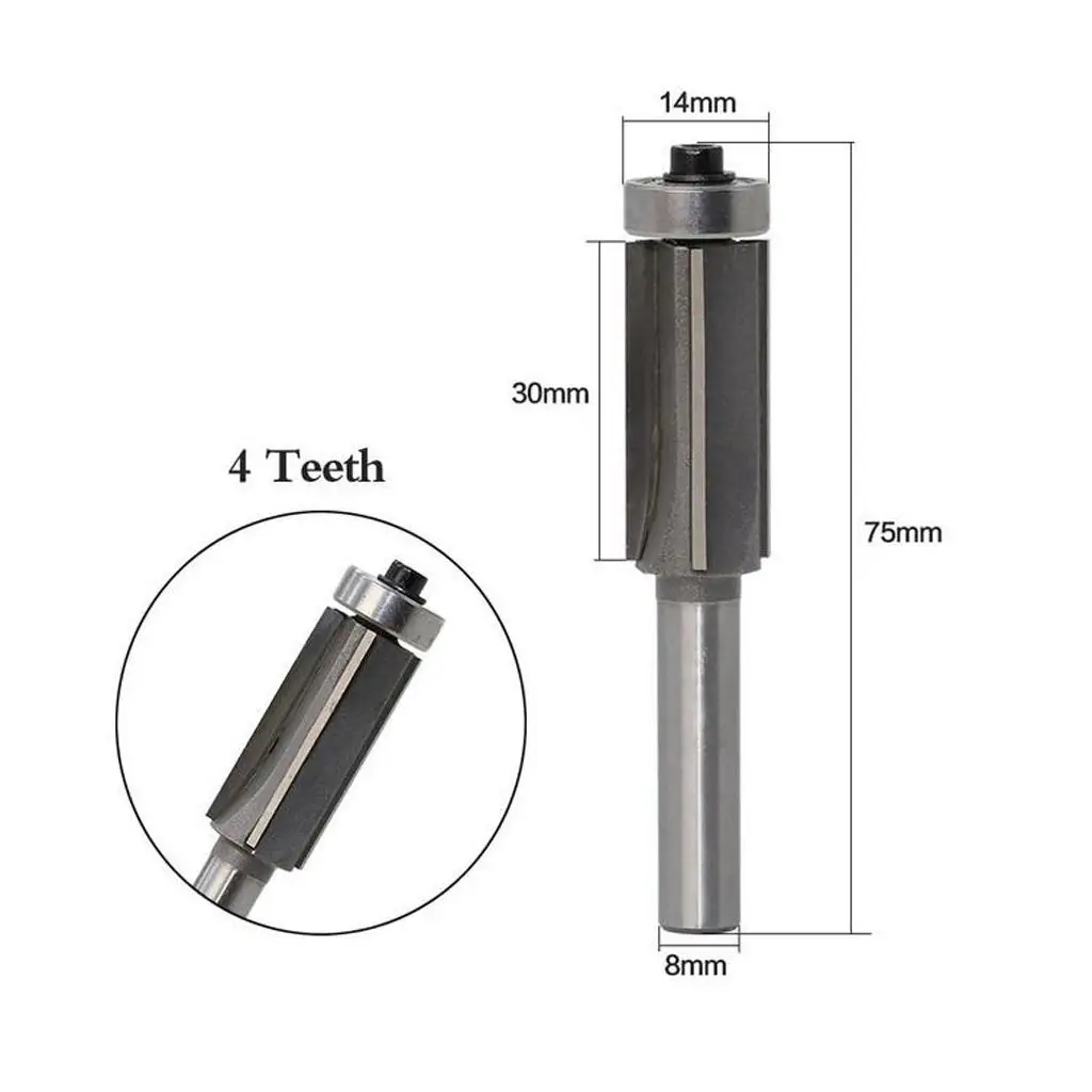 Durable Hard Alloy Mortise Template Flush Trim Router Bit Milling Cutter 8mm