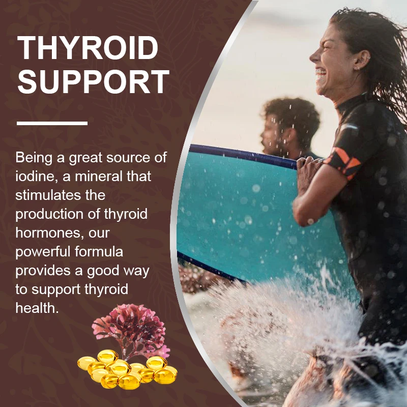 Organic Sea Moss Capsule Supports Thyroid Health Anti-aging Antioxidant Improve Immunity Detox Beauty Health