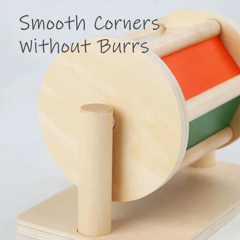 Matériaux en bois Textile sons tambour sensoriel avec miroir coloré tambour rotatif éducatif cognitif enfants jouets