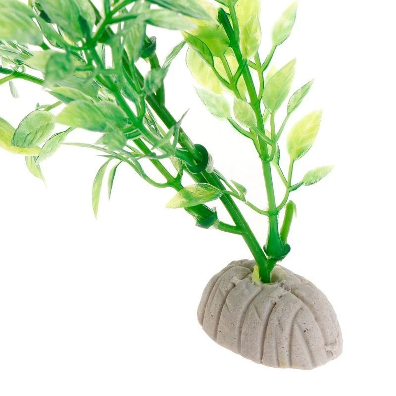 نبات مائي أخضر صناعي لحوض السمك، ديكور حوض السمك الصغير ذو جودة عالية #5