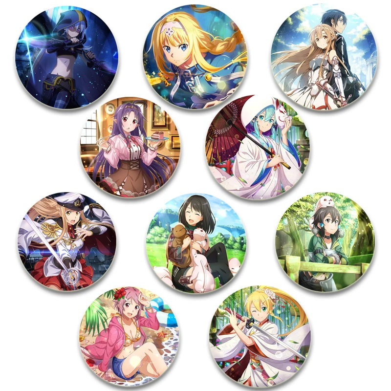 

58mm Anime Sword Art Online Cute Cartoon Badge Handmade Tinplate Brooches, Breastpin for Backpack Clothes Gift Accessory