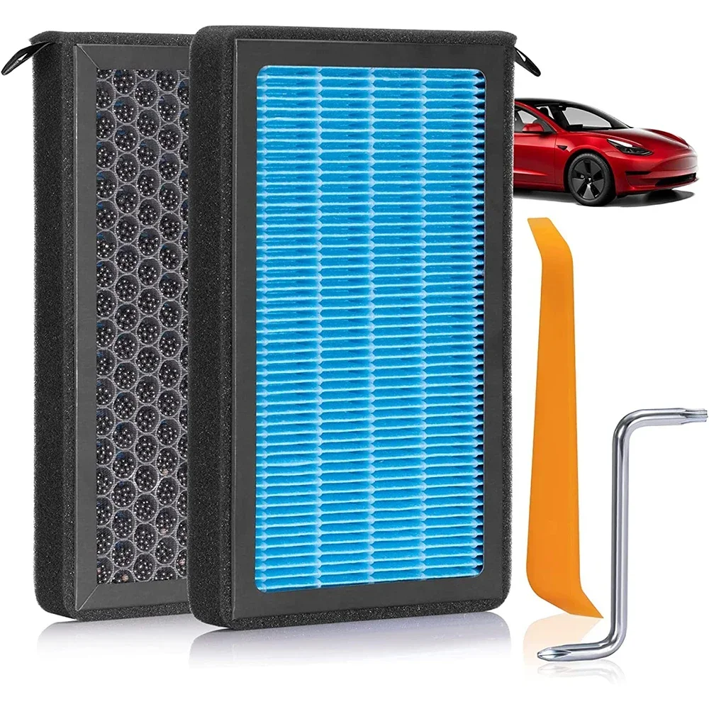 

For Tesla Model 3 Model Y HEPA Activated Carbon Air Filter Auto Conditioner Filter Element Replacement Kits Cabin Air-Filters