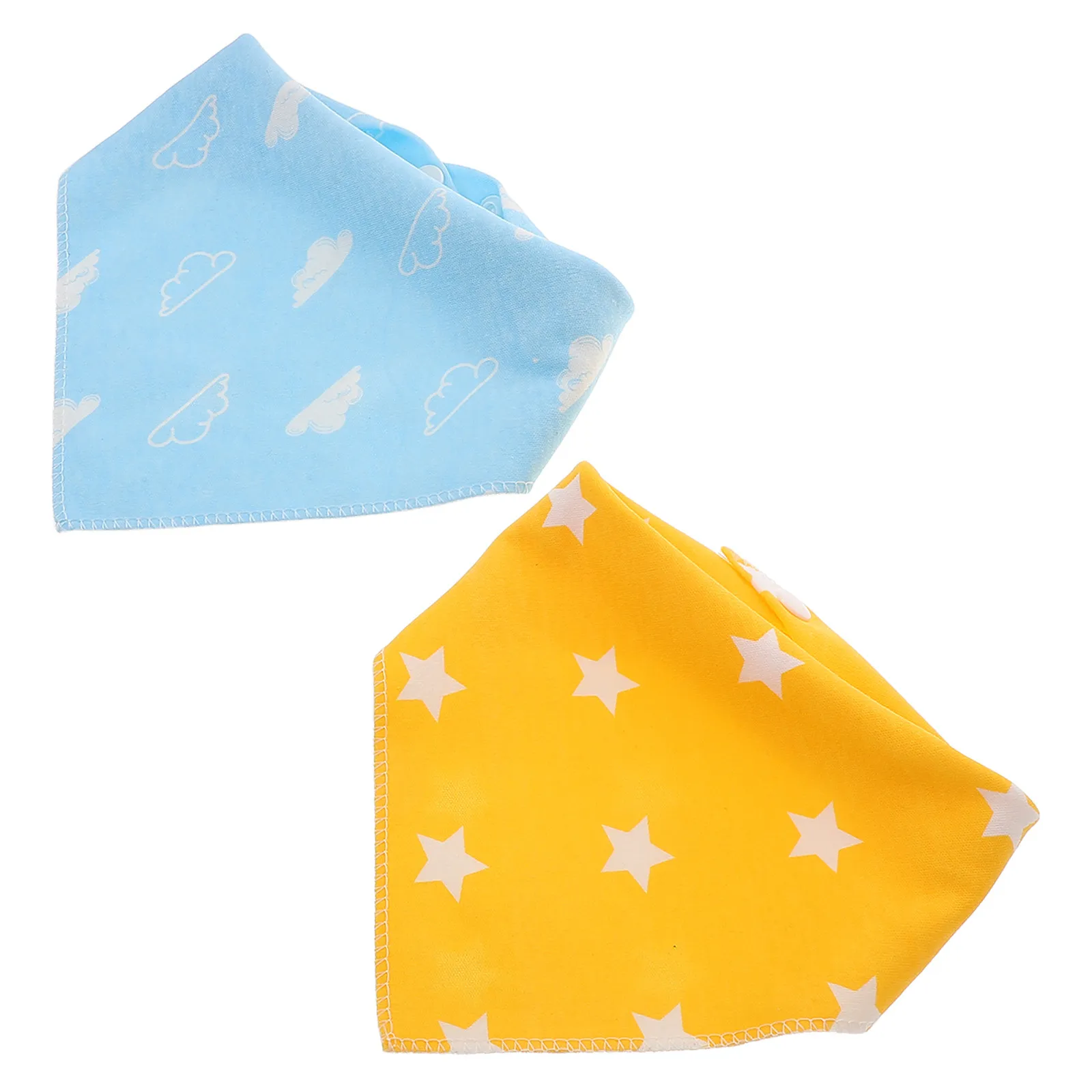 

2Pcs Baby Drool Bibs Cotton Bandana Soft Absorbent Double Layer Adjustable Snap Closures Newborn Infant Feeding Teething Unisex