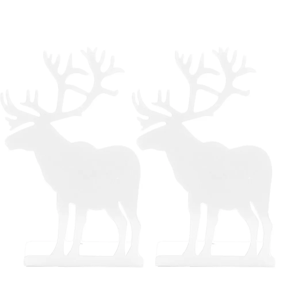 

Пара металлических подставок для книг в форме оленя, стильный настольный органайзер, белый, предотвращает опрокидывание книг, файлов, журналов