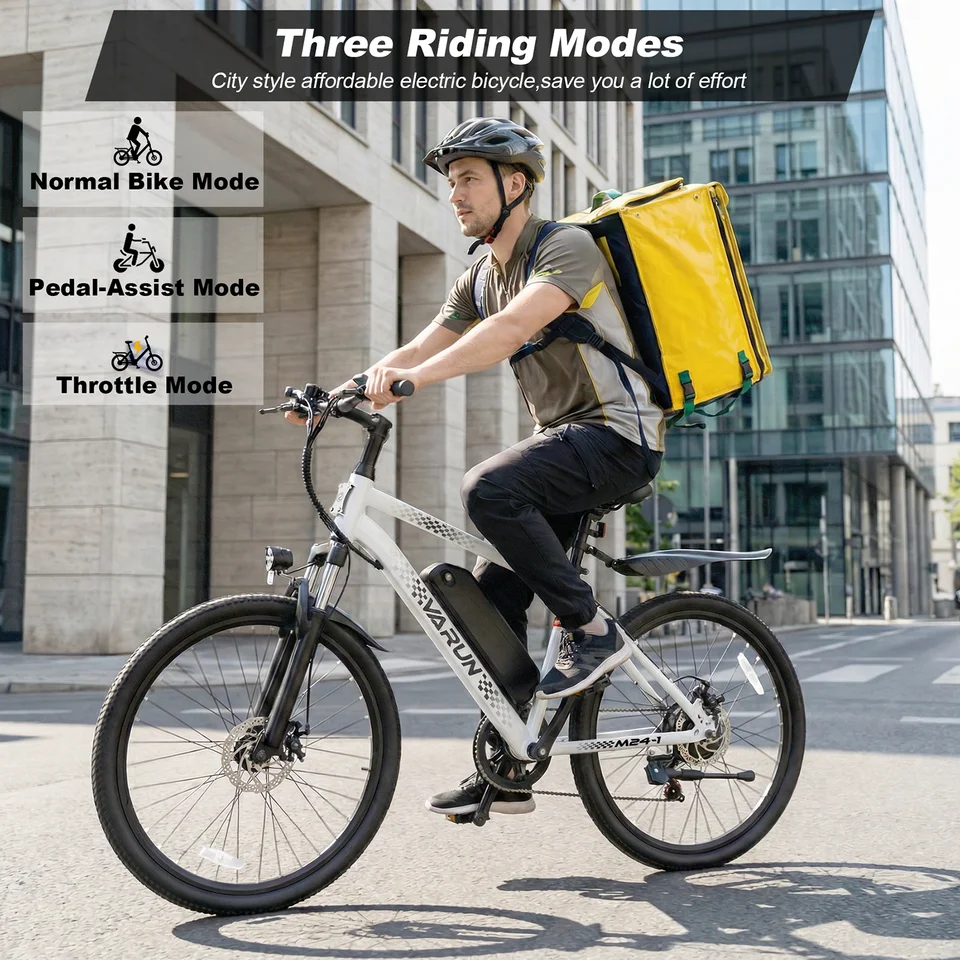 VARUN M24-1 Adult Electric Bike,500W Peak Power,36V 7.8Ah Battery,24"Tire Commuter Electric Bike,20MPH,UL 2849,1 Year Warranty image 8
