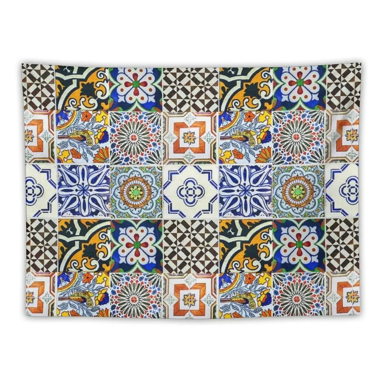 Colorful Portuguese Tile Tapestry Room Decorations Aesthetics Custom Tapestry