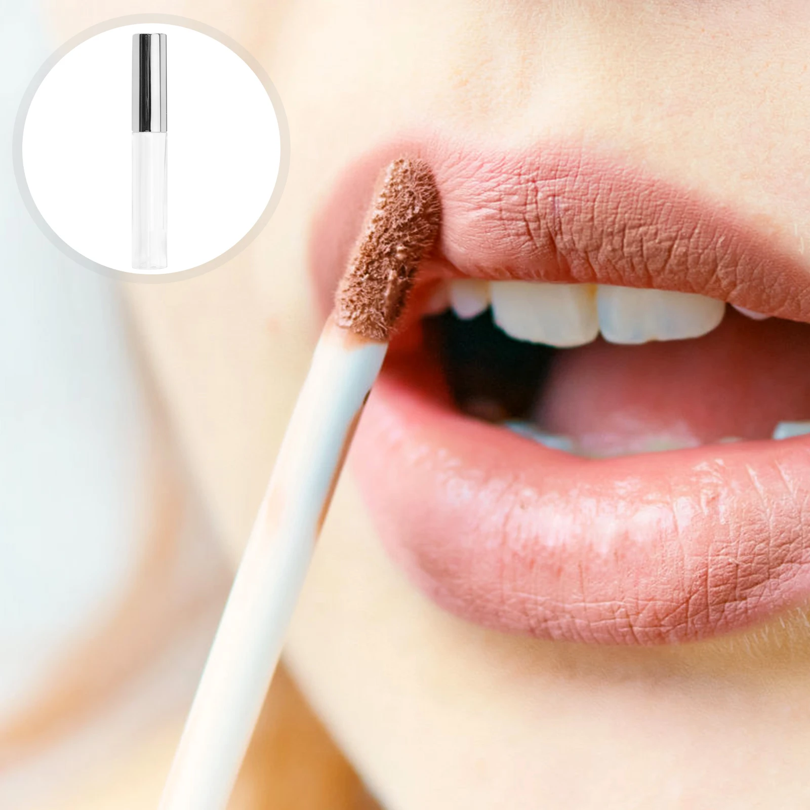 

10pcs 10Ml Gloss Circular Tubes Empty Labial Glair Transparent Container For Lip Dye Female Silver Travel