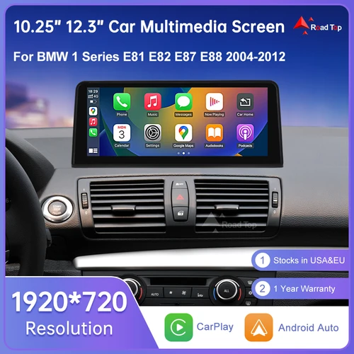 무선 CarPlay 안드로이드 자동차 자동차 멀티미디어 화면 BMW 1 시리즈 E81 E82 E87 E88 CCC CIC 시스템 터치 디스플레이 자동차 라디오