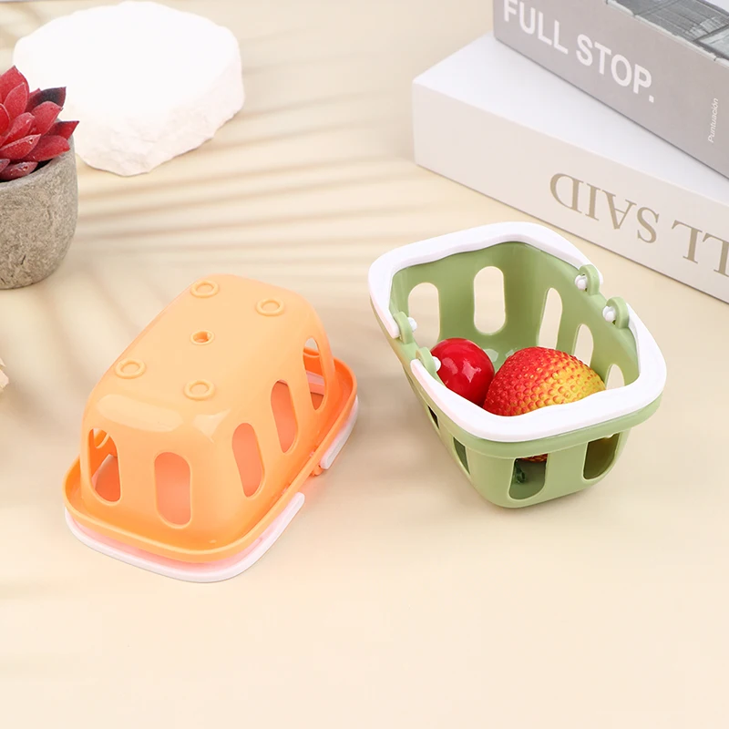 1PC Miniature Storage Basket Pretend Play Toys Kids Mini Supermarket Shopping Hand Basket Model Doll House kitchen Accessery