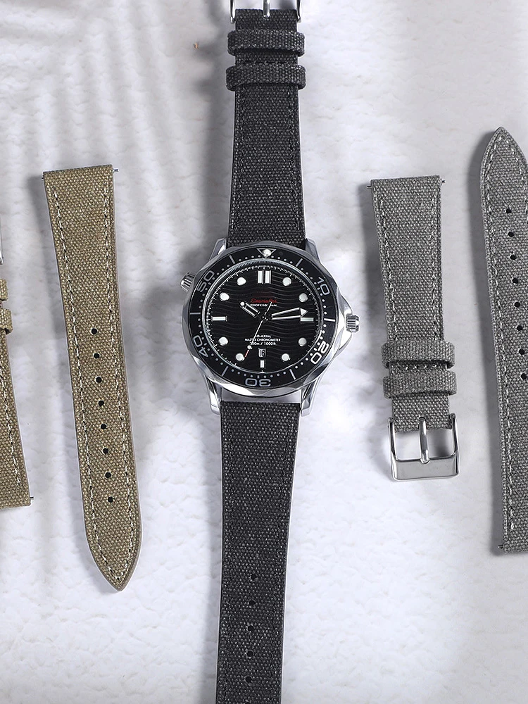 الكلاسيكية يدويا النايلون قماش حزام (استيك) ساعة وحزام من الجلد 20 مللي متر 22 مللي متر الإفراج السريع حزام المشاعة سوار المعصم للرجال