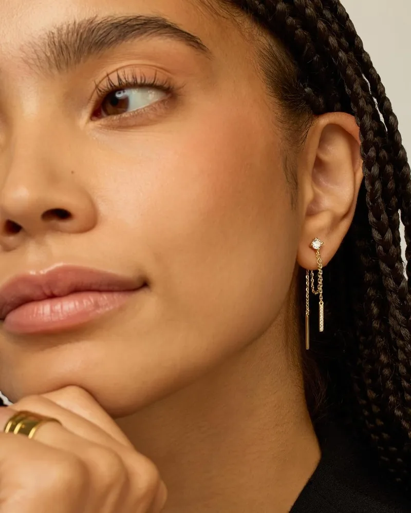 Women's 18K Gold Plated Drop Dangle Chain Earrings