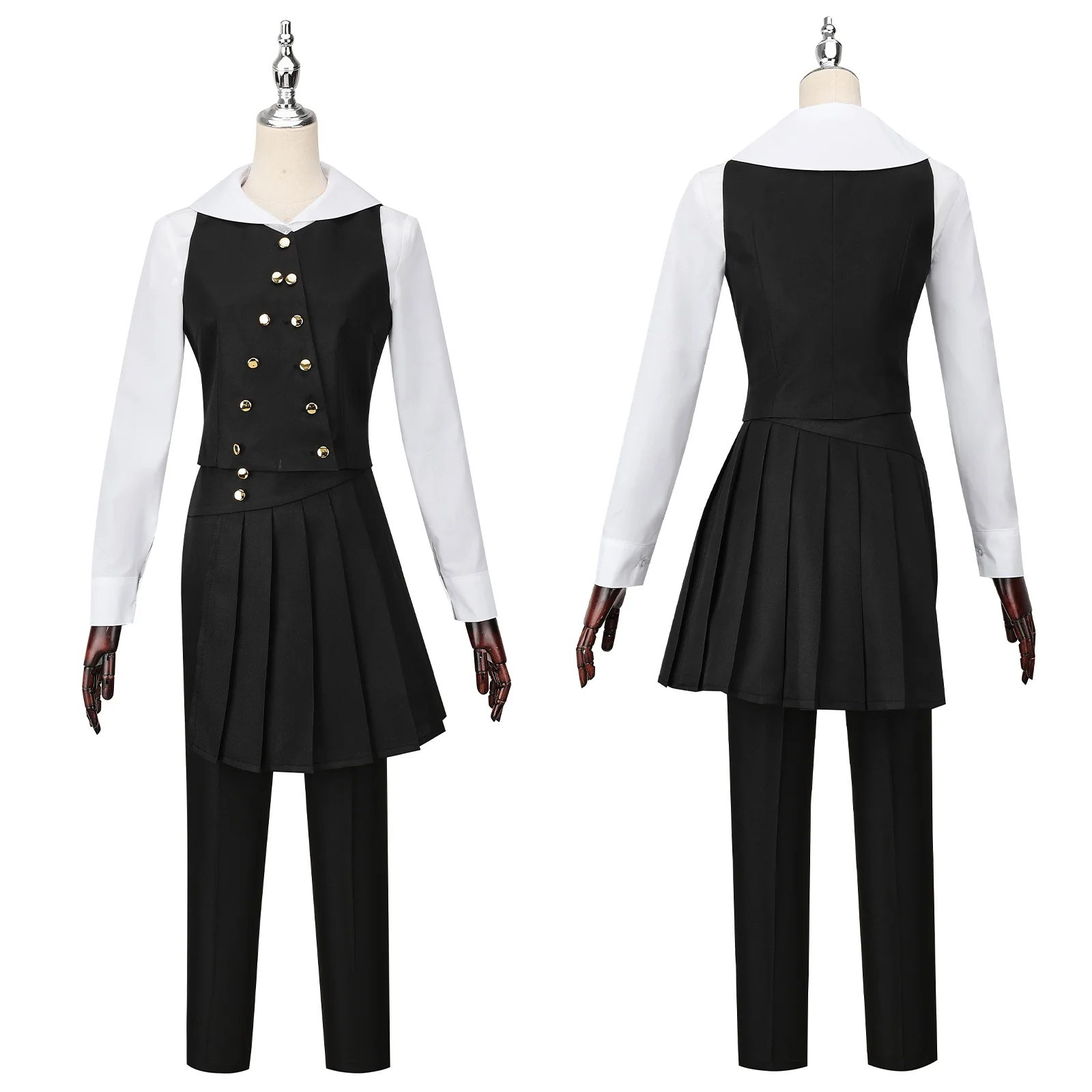 Wicked Elphaba Cosplay Costume White Shirt Black Pants Full Set for Christmas Halloween Party