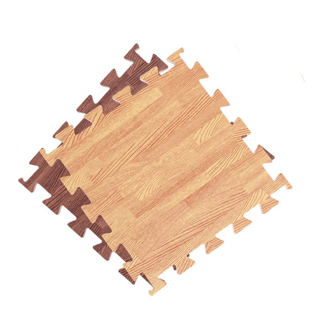 8PCS 30cm Square EVA Yoga Mat Floor Interlocking Mat Show Floor Yoga Fitness Gym Exercise Mat (Light Wood Grain)