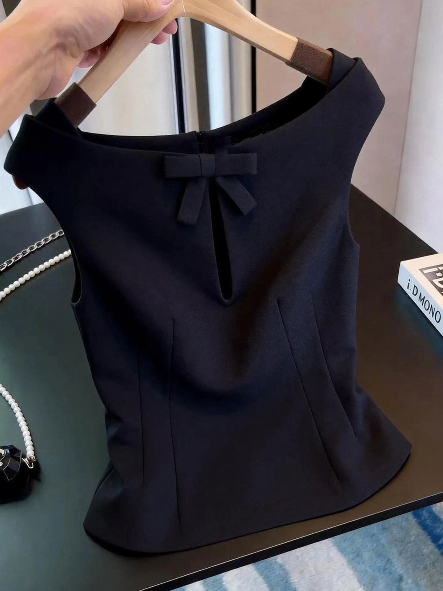 

Fashionable Knot Sleeveless Slimming Vest Women's Summer Top Stylish Age-Defying French Style round Neck Vest