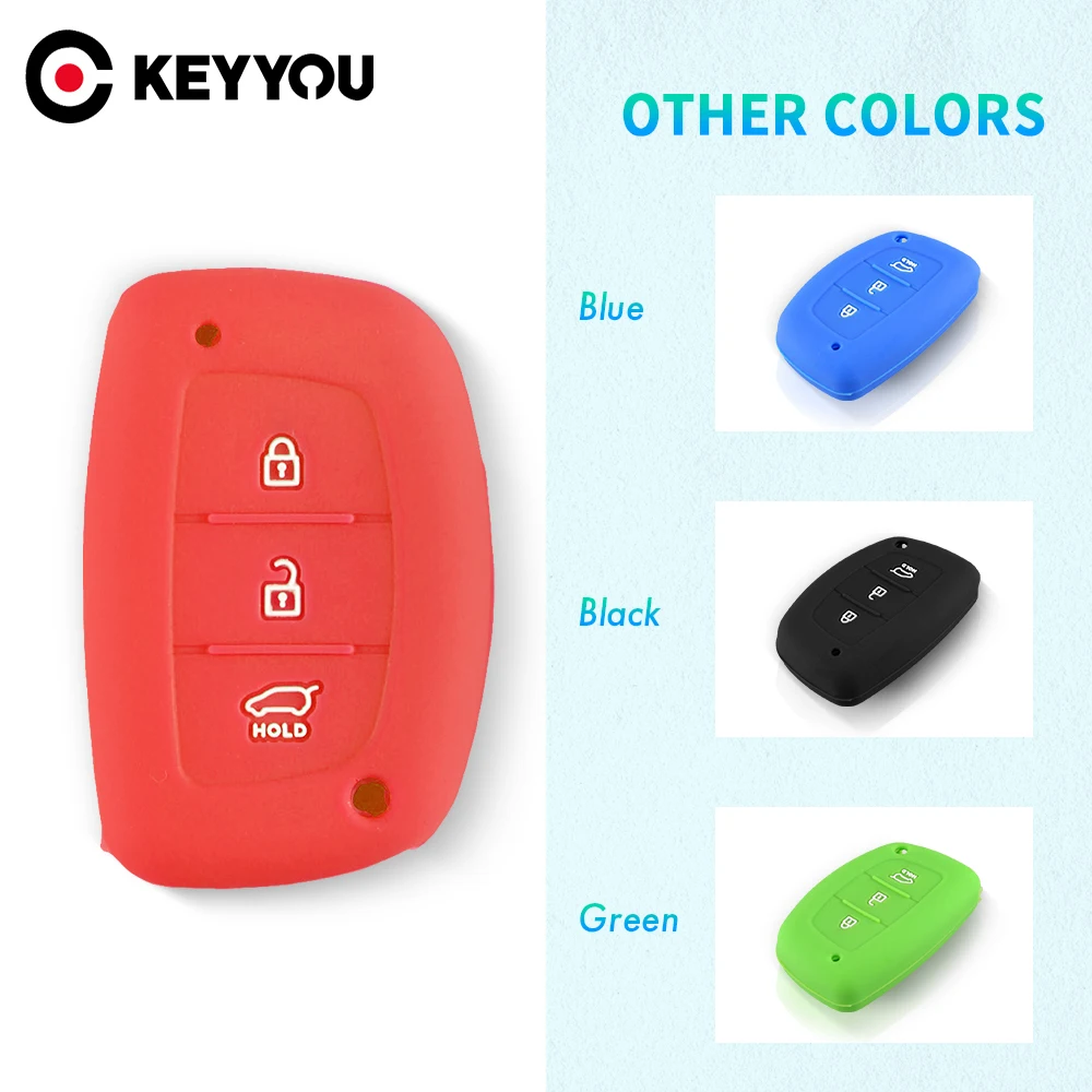 KEYYOU Silicone Car Key Remote Cover Case Bag For Hyundai IX25 IX35 MISTRA 3 Buttons Smart Key