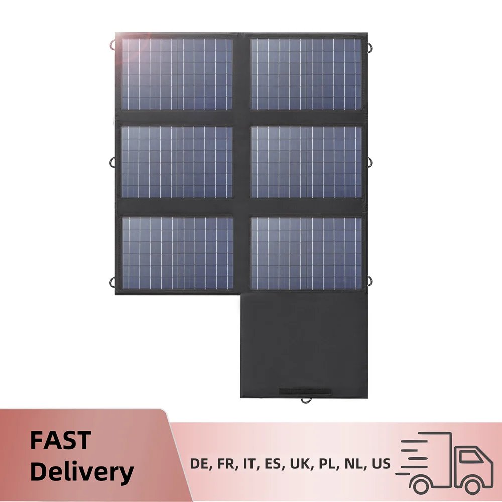 ALLPOWERS Solar Panel 60W Foldable Solar Charger with 18V DC+USB-C 60W+USB-A*2 for Powerstation ,Camping, Laptop, Phone, Riding