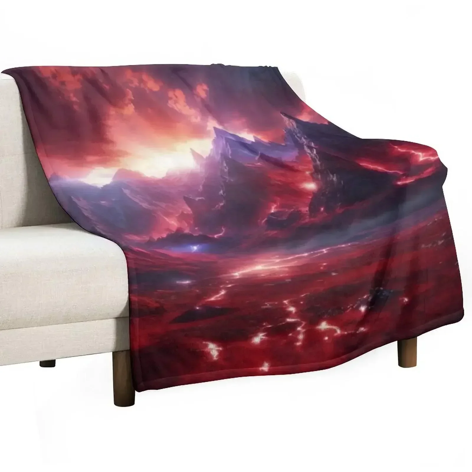 

Mountain - Fantasy Land Series Reimagined Artwork Throw Blanket manga Large for winter Furry Blankets