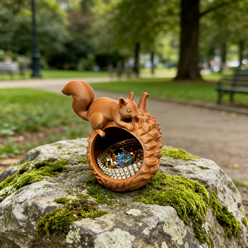 Cute Squirrel on Acorn Jewelry Holder Jewelry Bowl Trinket Dish Decorative Earrings ring Organizer for Vanity Desk Entryway Gift view 5