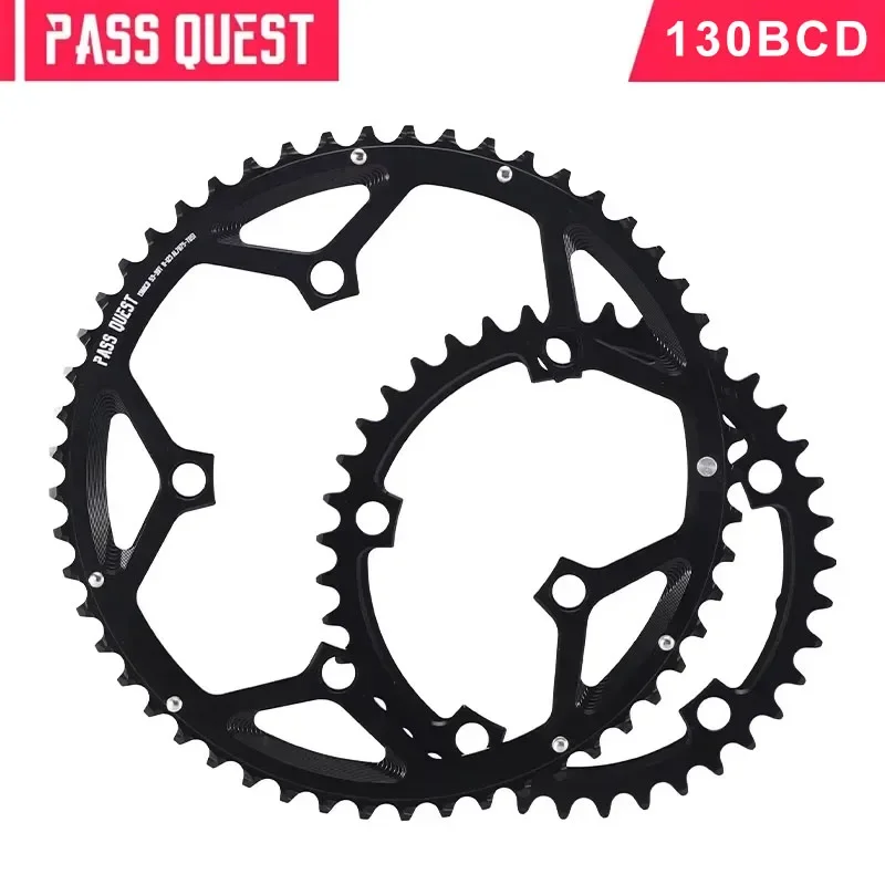 PASS QUEST-130BCD Foldable Bicycle Sprocket with Five Claws 2X Sprocket 11-12 Speed 53T 54T 56T Round Road Bike Chainrings