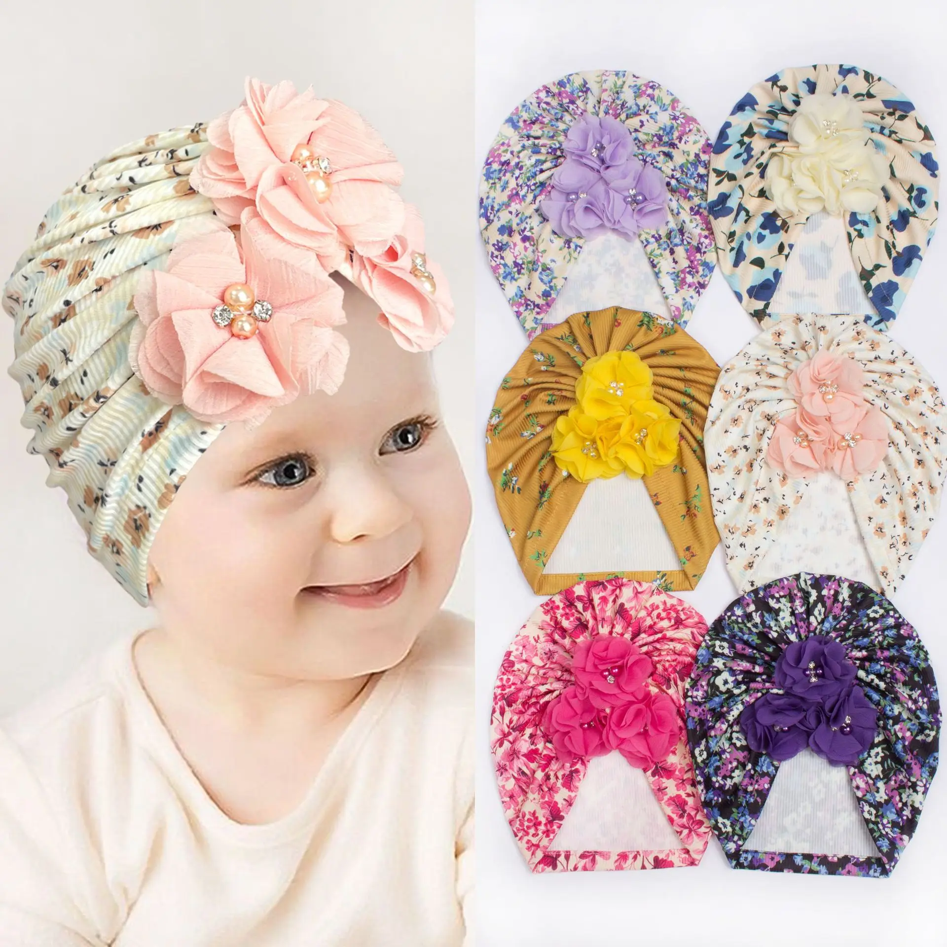 Baby Girl Toddlers Breathable Cotton Hat Newborn Knotted Hat Cute Soft Turban Bow Knot Cap Girl Hat Newborn Toddler Cap Infant