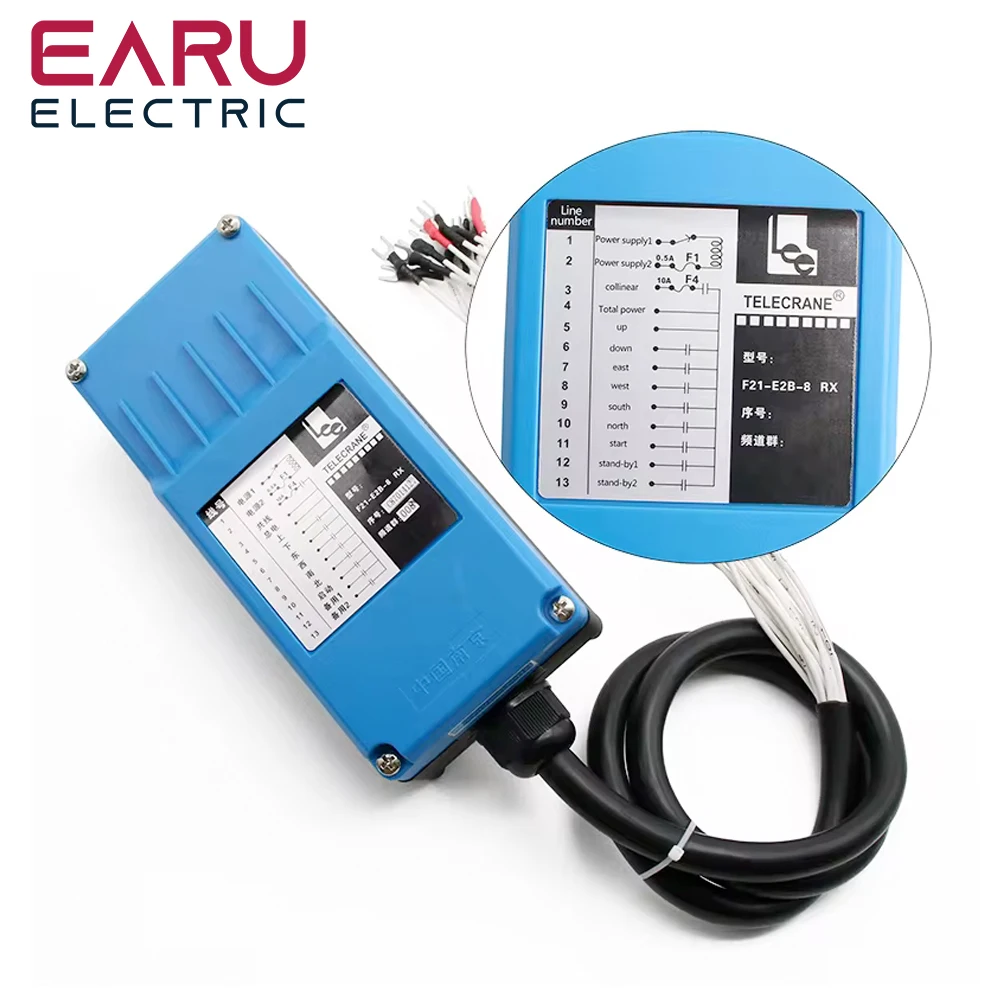 F21-E2B-8 Industrial Remote Controller Switches 6 Channels Keys Direction Button Hoist Crane Truck Radio Remote Control System