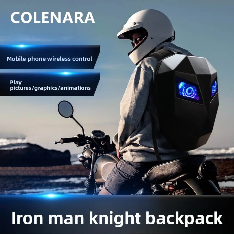 

COLENARA Motorcycle Helmet Backpack LED Light-emitting Waterproof Shoulder Bag ABS + PC Laptop Schoolbag Men's Riding Backpacks