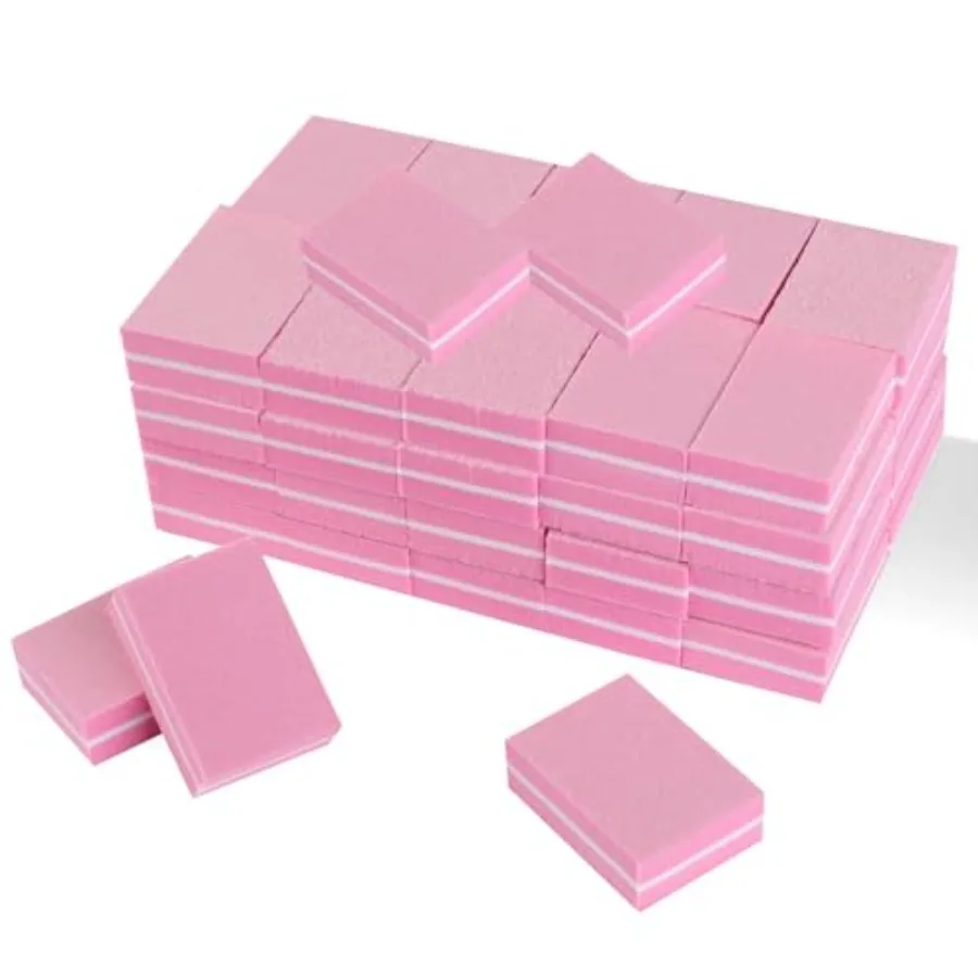 

Mini Pink Nail Buffers, 45 Pack 100/180 Grit Sponge Files Acrylic, Gel and Natural Nails, Shape, Smooth and Prep Surfaces for H