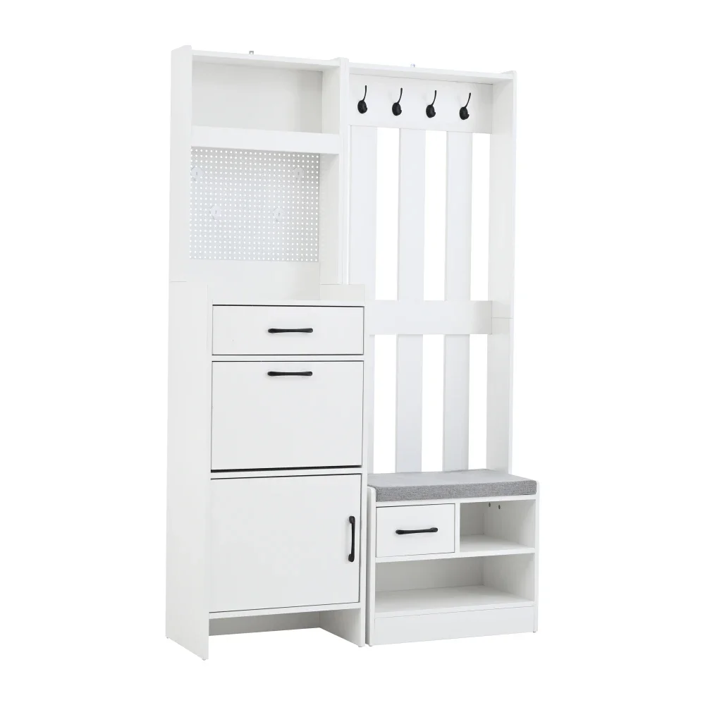 Boden-Kleiderständer, Kleiderständer, Kleiderständer, Bücherregal, 7-in-1-Kleiderständer mit Schuhbank, freistehend, Kleiderständer – Detail 17