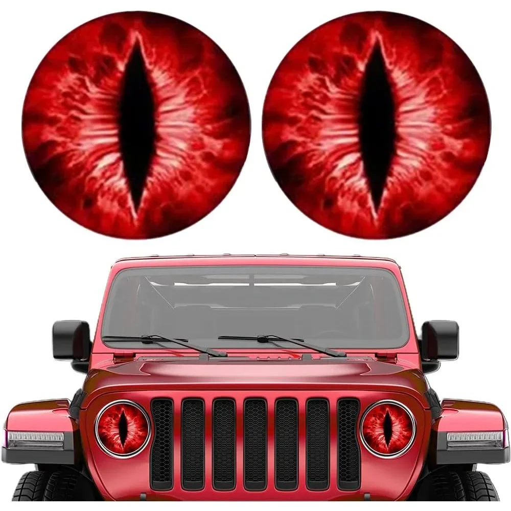 Beast Eyes Headlight Decals Eye Decals For Jeep Headlights 3D Stereo Eyes Headlight Decal Stickers Headlight Round Eye Decal