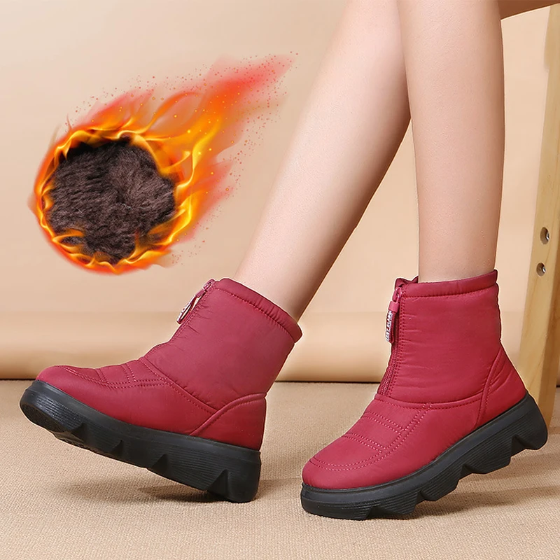 2025 Winter Shoes Women Snow Boots Height Increasing 5cm Waterproof Winter Ankle Boots Non-slip Cotton Shoes Plus Size 41 D525