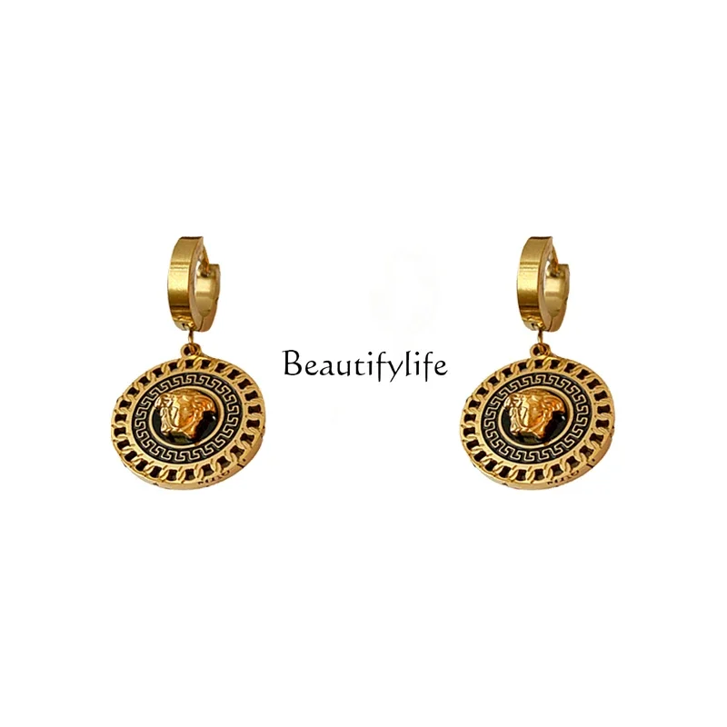 Mid-Ancient Retro Ear Clip Light Luxury Earrings Special-Interest Design High-Grade Graceful Earrings Women