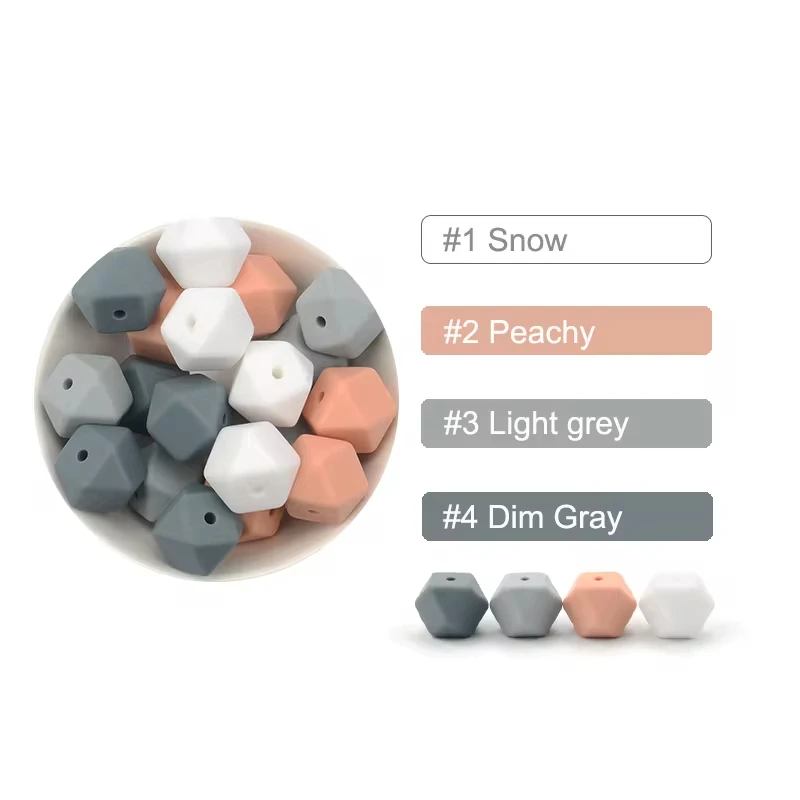 LOFCA 10 Stück 14mm/17mm Sechskant-Silikonperlen für Schmuckherstellung, Großpackung, DIY-Halskette, Schnullerkette, beliebtes Schmuckzubehör