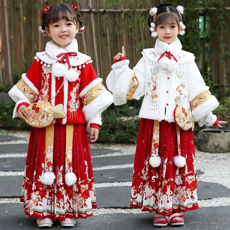 

Winter Thicker Hanfu Dress Girls Children New Year Costume Child Kids Carnival Cosplay Costume Chinese Ancient Hanfu Girls 2-15T