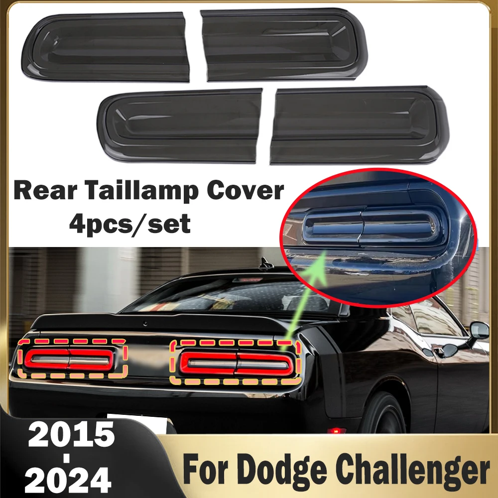 

Rear Tail Light Decorative Cover For Dodge Challenger 2015-2024 Rear Light Lamp Hoods Guard Trim 4pcs/set Car Exterior Accessory