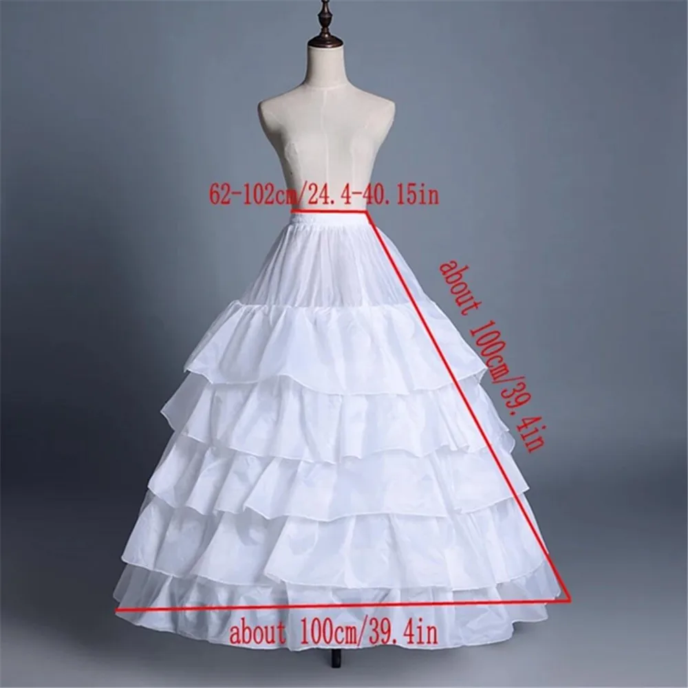 Full Shape Hoop Skirt 5 Ruffles Layers Ball Gown Petticoat Underskirt Slip for Wedding Dress Adjustable Waist