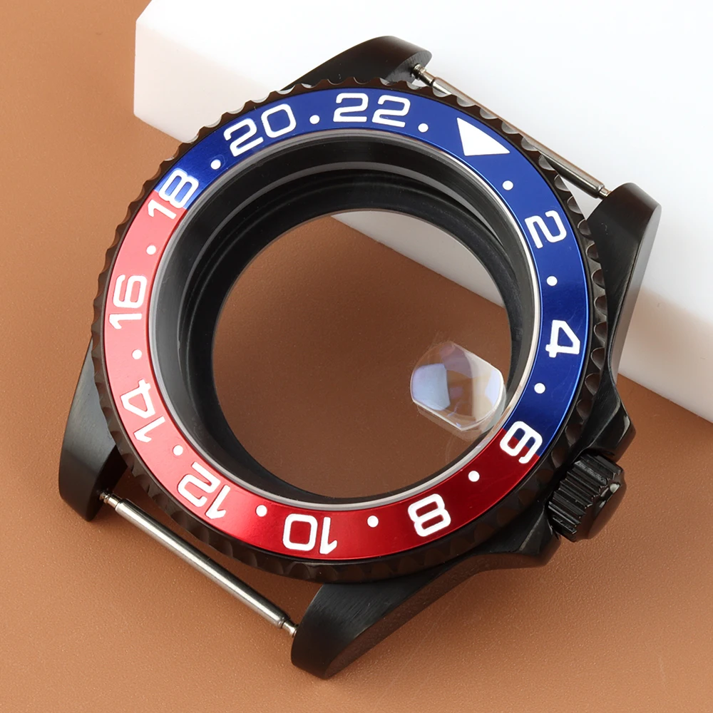 

Black Case Fit GMT SUB YACHT-MASTER 40mm Sapphire Glass Watch Case 10ATM Waterproof For NH34 NH35 NH36 NH38 Movement 28.5mm Dial