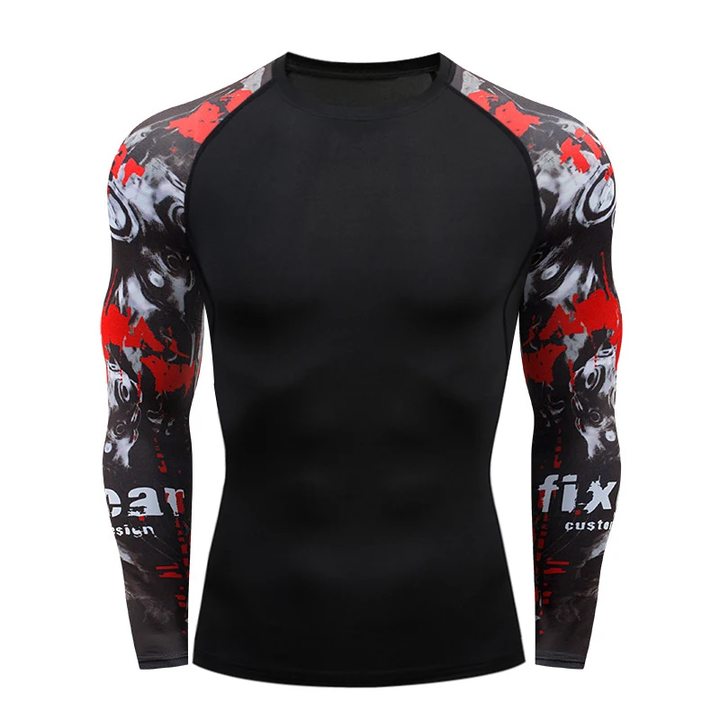 

Men's Rashguard Long Sleeve MMA T-shirt Muay Thai T-shirts Gi BJJ Jiu Jitsu Compression Shirt Fitness Gym Boxing Jerseys
